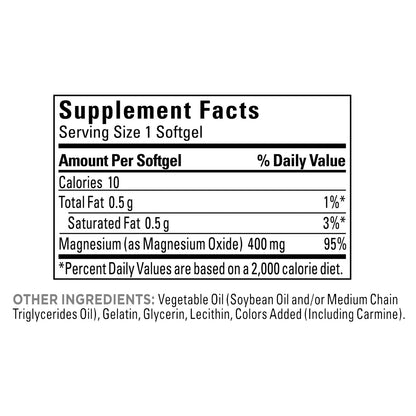 Nature Made Extra Strength Magnesium 400 Mg., 180 Softgels