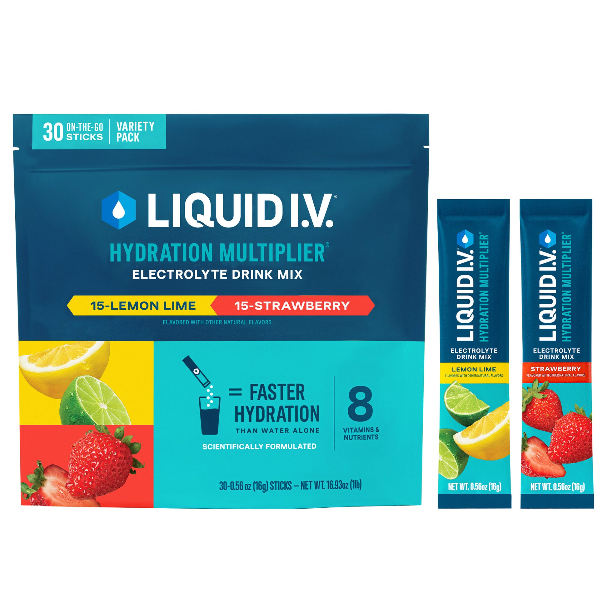Liquid I.V. Hydration Multiplier, 30 Individual Serving Stick Packs in Resealable Pouch, Variety Pack