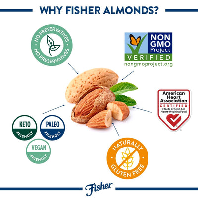 Fisher Chef’S Naturals Whole Almonds, 6 Oz Resealable Bag, Unsalted Raw Nuts for Baking & Cooking, Heart Healthy Snack, Vegan Protein, Keto Snack, Gluten Free