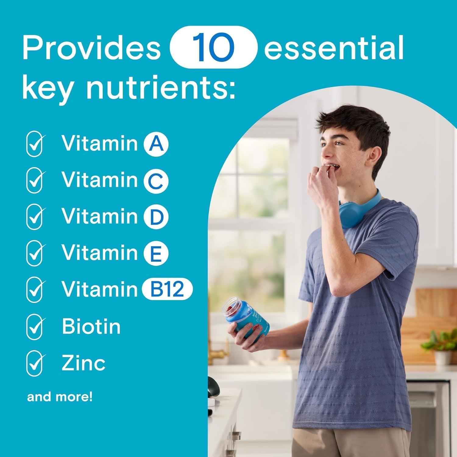 One a Day Teen Boy’S Daily Essentials Multivitamin Gummies, Teen Boy Vitamins with Vitamin C, Vitamin D, Bone Health, Immune Health, Raspberry Natural Flavor, 120 Gummies