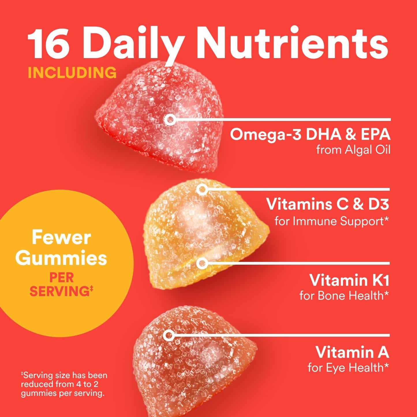 Smartypants Kids Multivitamin Gummies - Improved Formula: Omega 3 (DHA/EPA), Vitamins D3, C, B12, B6, Vitamin A, K & Zinc, Gluten Free, Three Fruit Flavors, 60 Count (30 Day Supply)