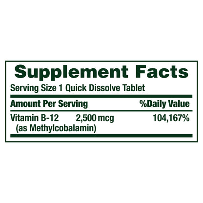 Nature'S Bounty Vitamin B-12 2500 Mcg, 300 Quick Dissolve Tablets