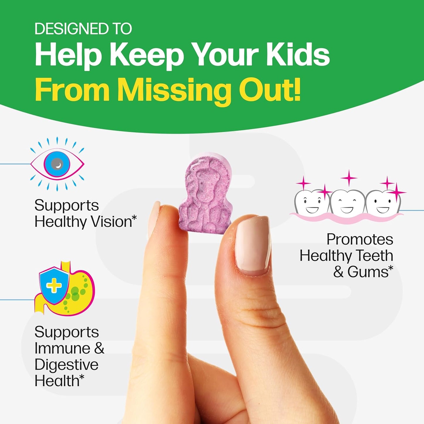 Culturelle Kids Complete Chewable Multivitamin + Probiotic for Kids, Ages 3+, 50 Count, Digestive Health, Oral Health & Immune Support - with 11 Vitamins & Minerals, Including Vitamin C, D3 & Zinc