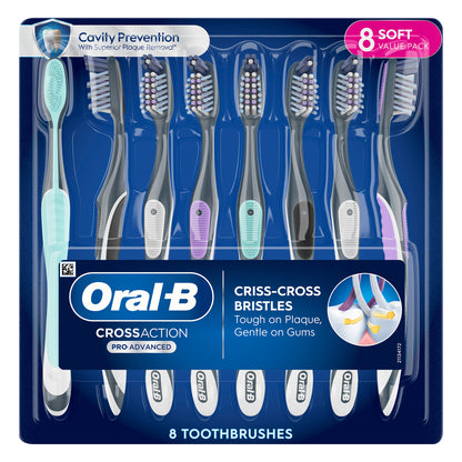 Oral-B Crossaction Advanced Soft Bristle Toothbrush, 8-Pack