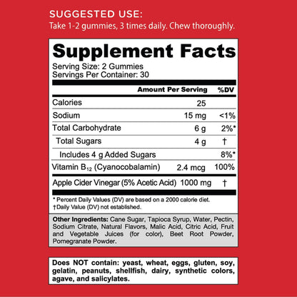 Goli Apple Cider Vinegar Gummy Vitamins - 60 Count - Vitamin B12, Gelatin-Free, Gluten-Free, Vegan & Non-Gmo