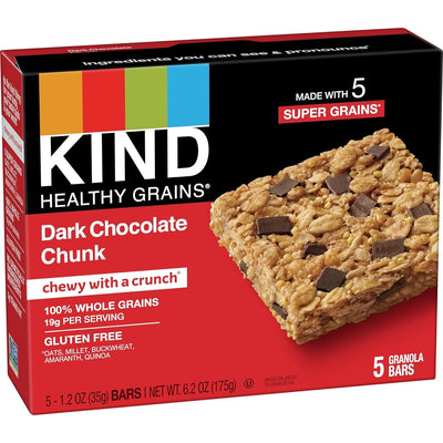 KIND Healthy Grains Bars, Dark Chocolate Chunk, Healthy Snacks, Gluten Free, 5 Count