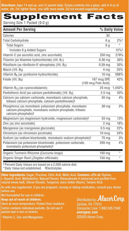 Emergen-C Citrus-Ginger Fizzy Drink Mix, Turmeric and Ginger, Immune Support, Natural Flavors with High  Vitamin C, 18 Count