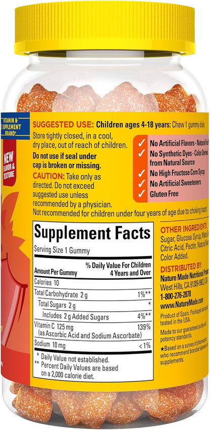 Nature Made Kids First Vitamin C Gummies for Kids, Dietary Supplement for Immune Support, 110 Gummies, 110 Day Supply