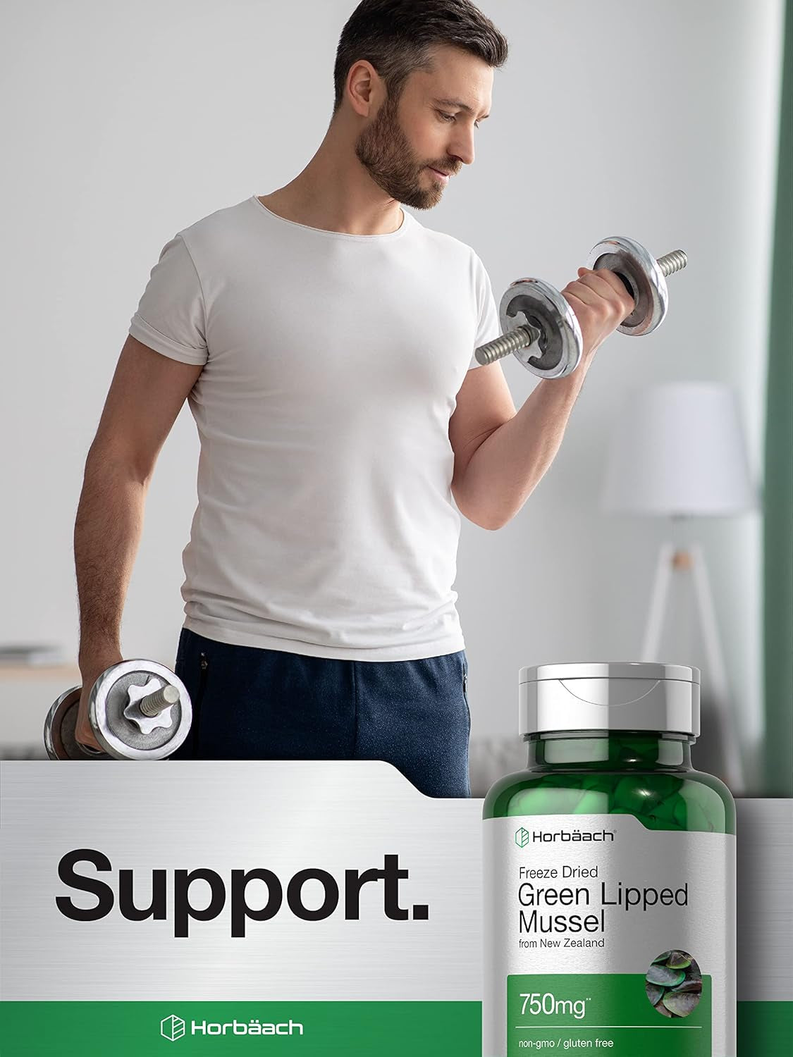 Horbäach Green Lipped Mussel | 750 Mg | 120 Capsules | from New Zealand | Premium Freeze Dried Mussel Powder | Non-Gmo and Gluten Free