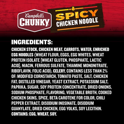 Campbell'S Chunky Soup, Spicy Chicken Noodle Soup, 18.6 Oz Can