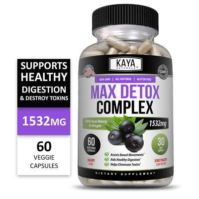 (2 Pack) Max Detox 60Ct Colon Cleanse Detox Toxins Energy Boost