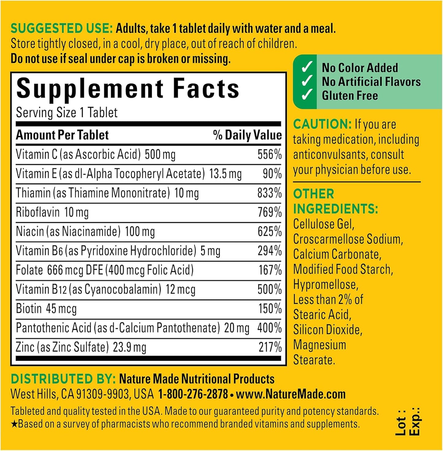 Nature Made Stress B Complex with Vitamin C and Zinc, B Complex Vitamins for Women and Men, Immune Support, 75 Tablets, 75 Day Supply