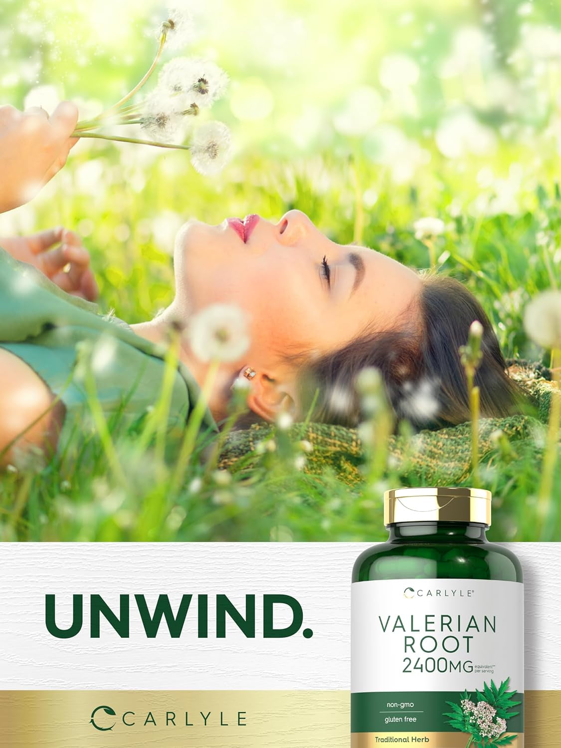 Carlyle Valerian Root Capsules 2400Mg | 240 Count | Herb Extract Supplement | Non-Gmo, Gluten Free