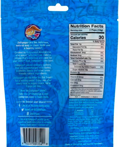 Zollipops Clean Teeth Lollipops - Anticavity Sugar Free Candy for a Healthy Smile Great for Kids, Diabetics and Keto Diet. Natural Fruit Variety, 3.1 Ounce