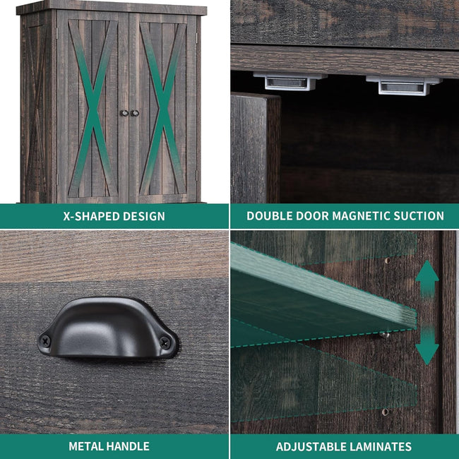 Kitchen Pantry Storage Cabinet, 72'' with Large Drawer and Adjustable Shelves, Dark Rustic Oak