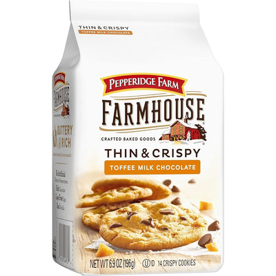 Pepperidge Farm Farmhouse Thin & Crispy Toffee Milk Chocolate Cookies, 6.9 Ounce Bag