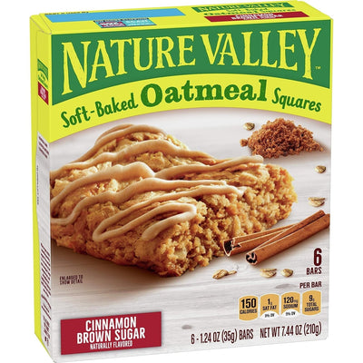 Nature Valley Soft-Baked Oatmeal Squares, Cinnamon Brown Sugar, 6 Ct, 7.44 OZ