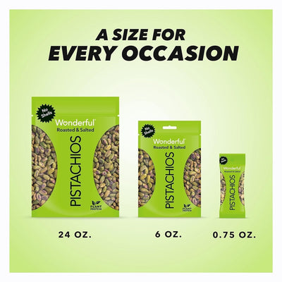 Wonderful Pistachios No Shells, Roasted and Salted Nuts, 6 Ounce Resealable Bag, Protein Snack, On-The Go (6 Oz)
