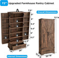 Kitchen Pantry Cabinet with Drawer 72" Tall Cabinet with 2 Barn Doors and Shelves, Rustic Brown
