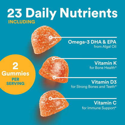 Smartypants Teen Guy Multivitamin Gummies - Improved Formula: Omega 3 (DHA/EPA), Vitamin D3, C, Vitamin B12, B6, A, K & Zinc, Folate, Gluten Free, Fruit Flavor, 60 Count (30 Day Supply)