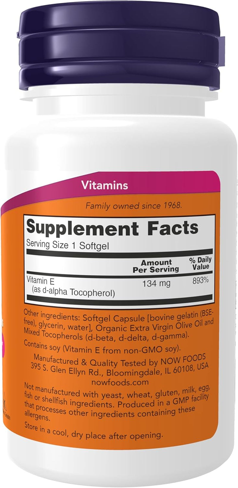 NOW Foods Supplements, Vitamin E-200 IU Mixed Tocopherols, Antioxidant Protection*, 100 Softgels
