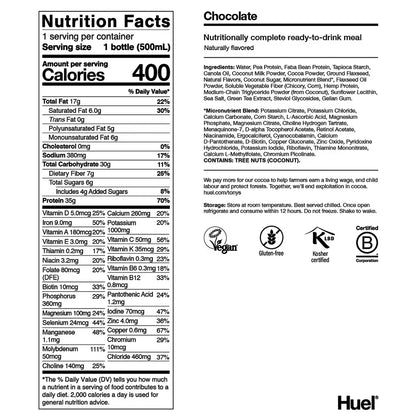 Huel Black Edition High-Protein Chocolate Meal  Drink, 16.9 Fl Oz, 12-Pack