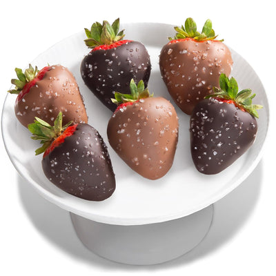 Home Delivery 6 Milk & Dark Chocolatey Sea Salt Covered Strawberries by Love Berries 