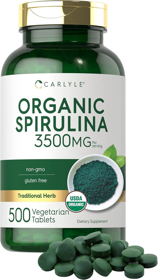 Carlyle Organic Spirulina Tablets 3500Mg | 500 Count | Non-Gmo & Gluten Free Supplement