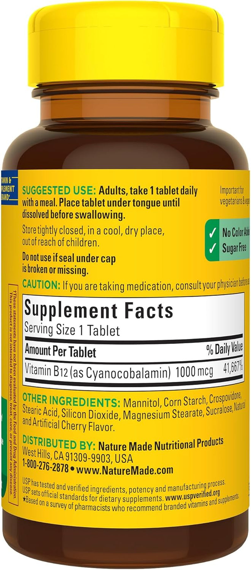 Nature Made Vitamin B12 1000 Mcg, Easy to Take Vitamin B12 Sublingual Tablets for Energy Metabolism Support, 150 Sugar Free Fast Dissolve Tablets, 150 Day Supply