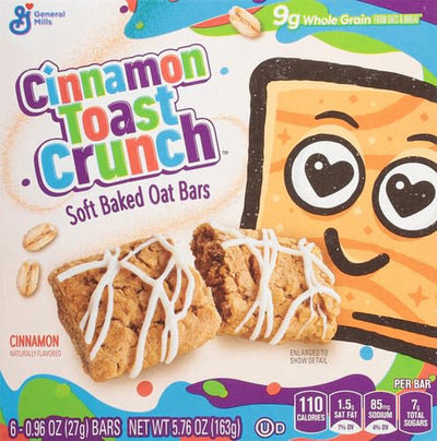Cinnamon Toast Crunch Soft Baked Oat Bars, Chewy Snack Bars, 6 Ct