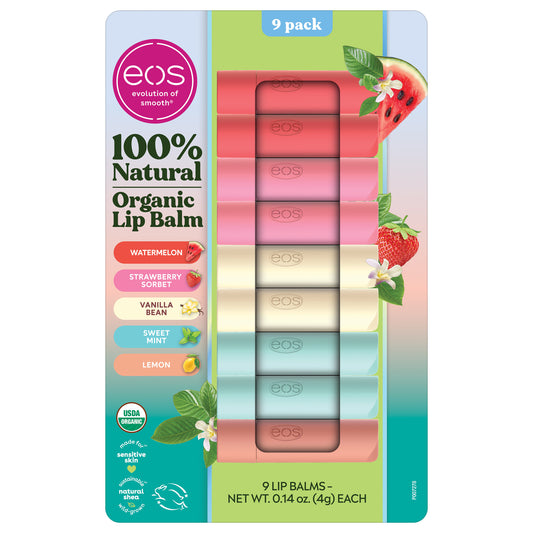 Eos Natural USDA Organic Lip Balm, 9 Sticks