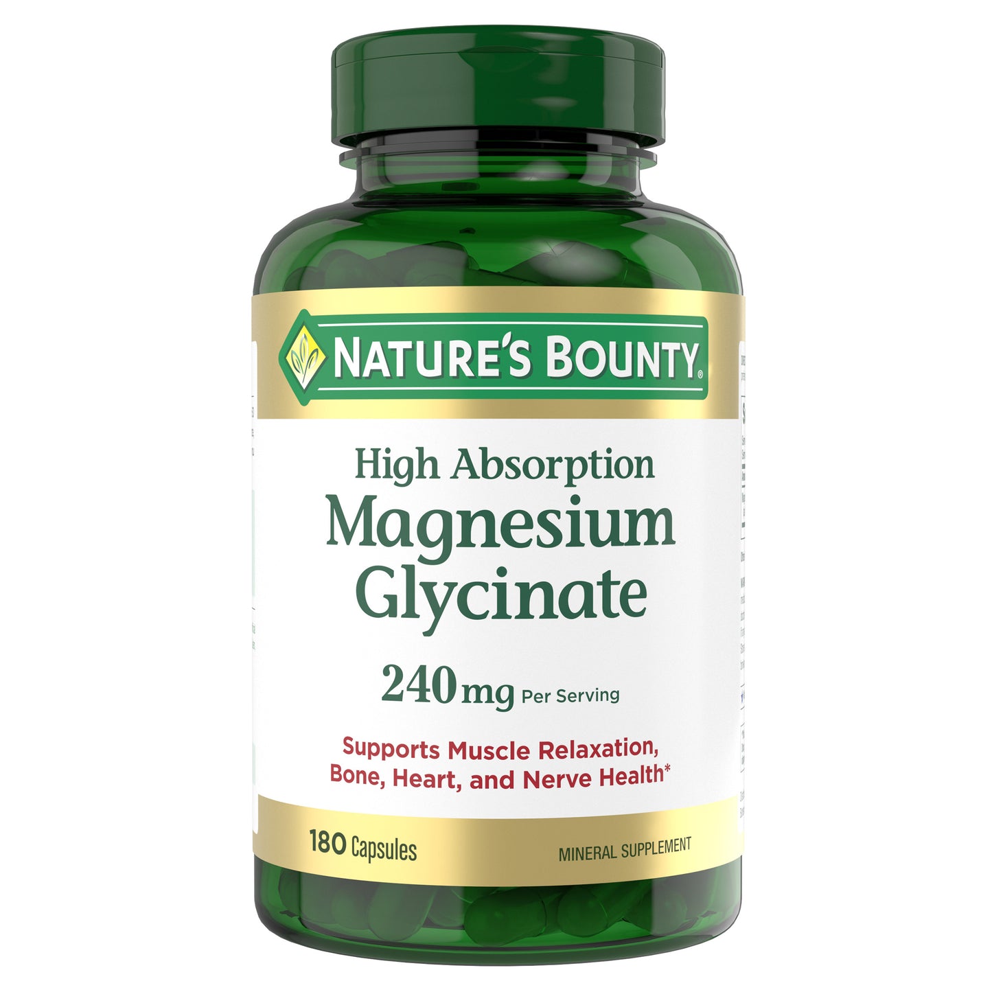 Nature'S Bounty Magnesium Glycinate 240 Mg, 180 Capsules
