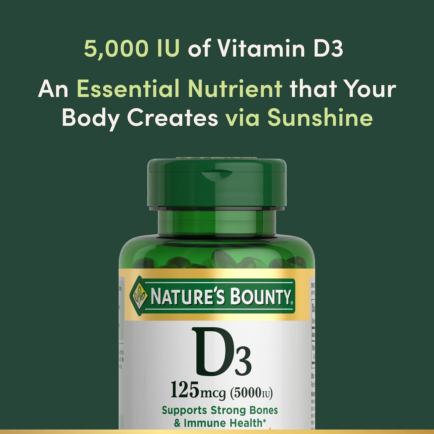 Nature'S Bounty Vitamin D3 5000 IU Softgels, Rapid Release, Immune Support, Vitamin D Supplements, 240 Ct