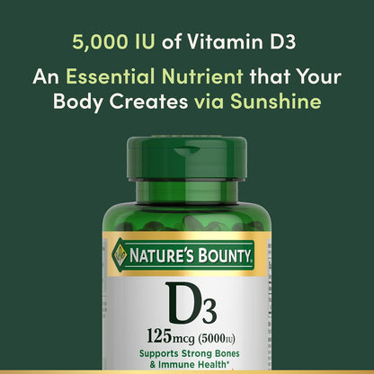 Nature'S Bounty Vitamin D3 5000 IU Softgels, Rapid Release, Immune Support, Vitamin D Supplements, 240 Ct
