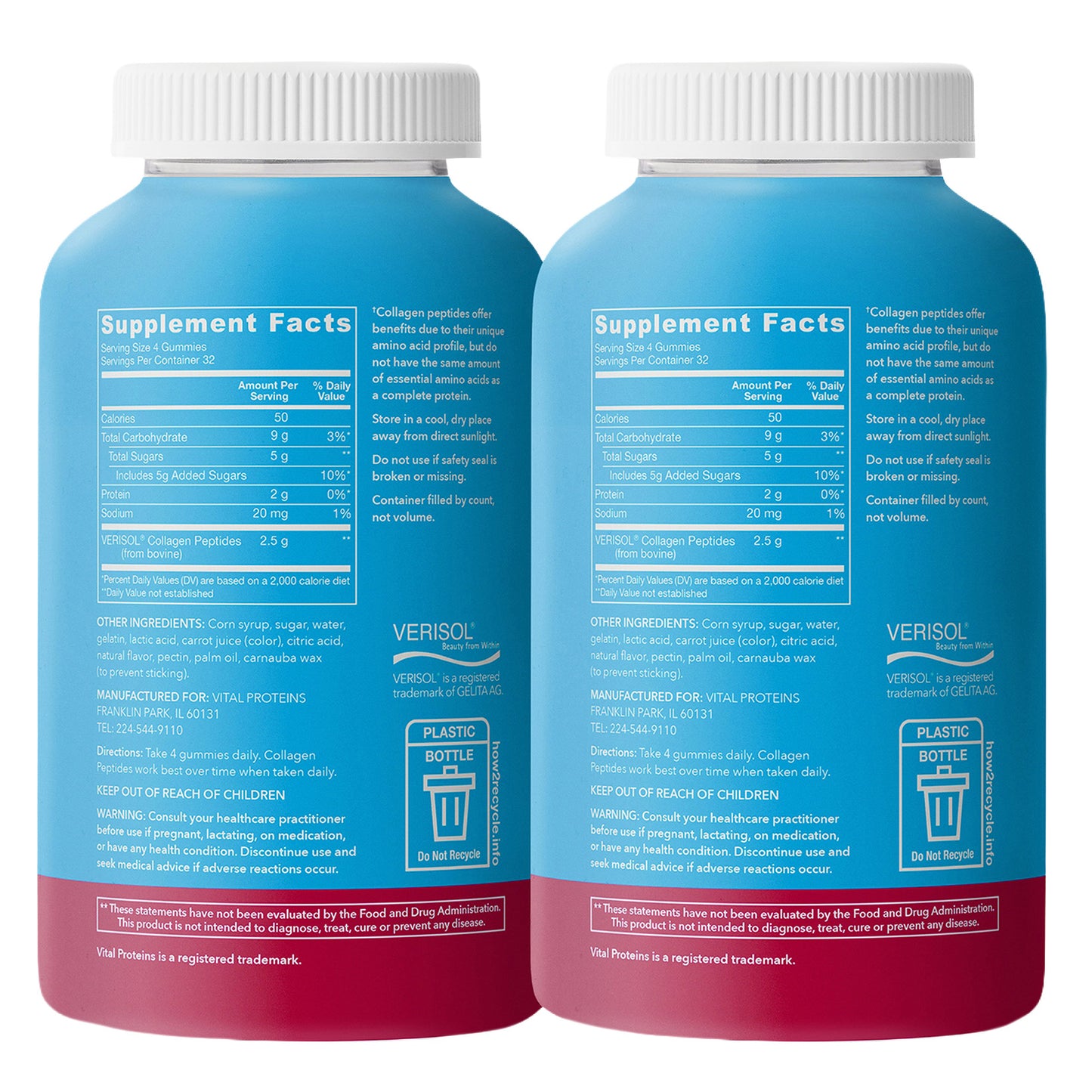 Vital Proteins Collagen Gummies, Raspberry 256 Count