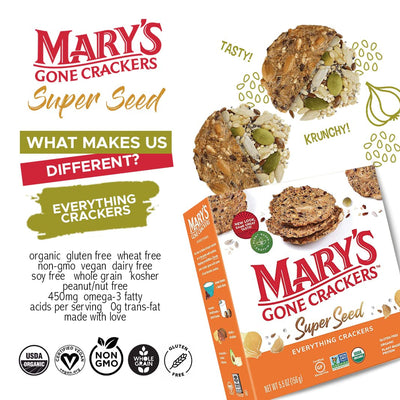 Mary'S Gone Crackers Super Seed Crackers, Organic Plant Based Protein, Gluten Free, Everything, 5.5 Ounce (Pack of 1)