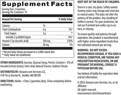 Vitamin C 250Mg, 150 Gummies (2 per Serving), Immune Health, Orange (Previously Solimo)