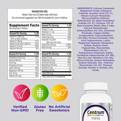 Centrum Minis Silver Women'S Multivitamin for Women 50 Plus, Multimineral Supplement with Vitamin D3, B Vitamins, Non-Gmo Ingredients, Supports Memory and Cognition in Older Adults - 280 Ct