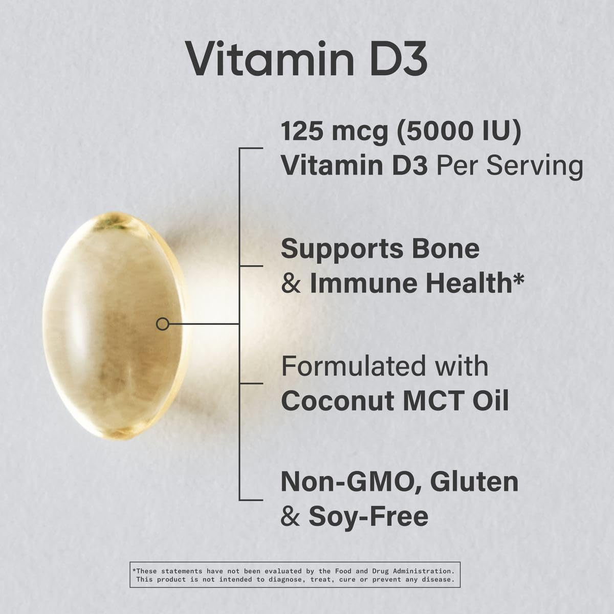 Sports Research® Vitamin D3 W/Coconut MCT Oil - High  Vitamin D3 5000Iu (125Mcg) Supplement for Immune & Bone Support - Seed Oil Free - Non-Gmo - Gluten Free (360 Liquid Softgels)