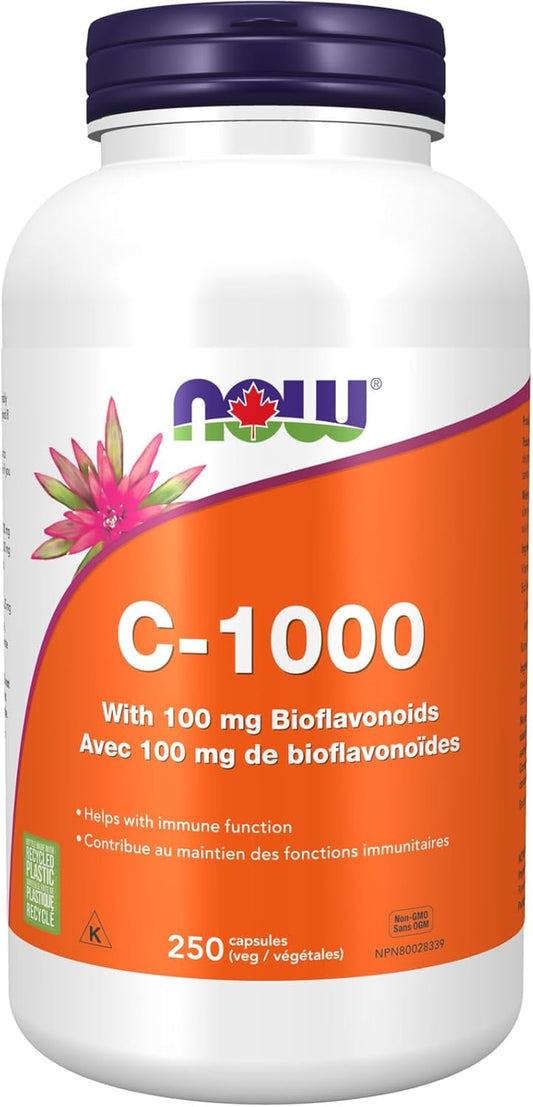 NOW Foods Supplements, Vitamin C-1,000 with 100 Mg of Bioflavonoids, Antioxidant Protection*, 250 Veg Capsules