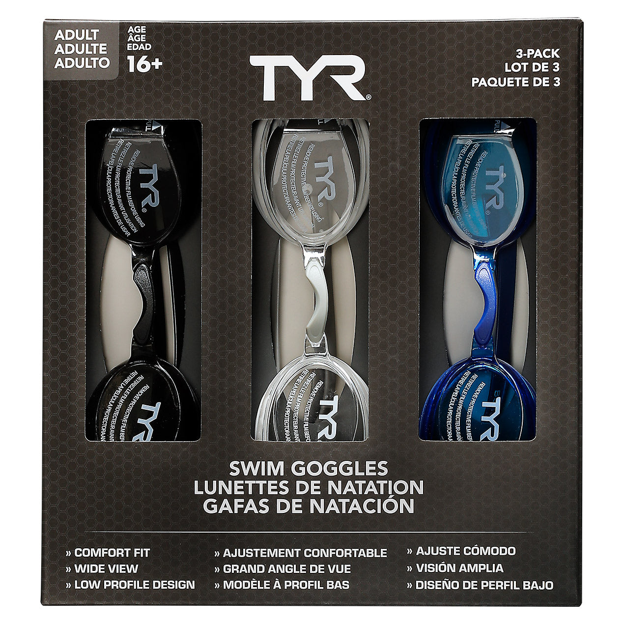 TYR Adult Swim Goggle 3-Pack