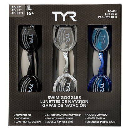 TYR Adult Swim Goggle 3-Pack
