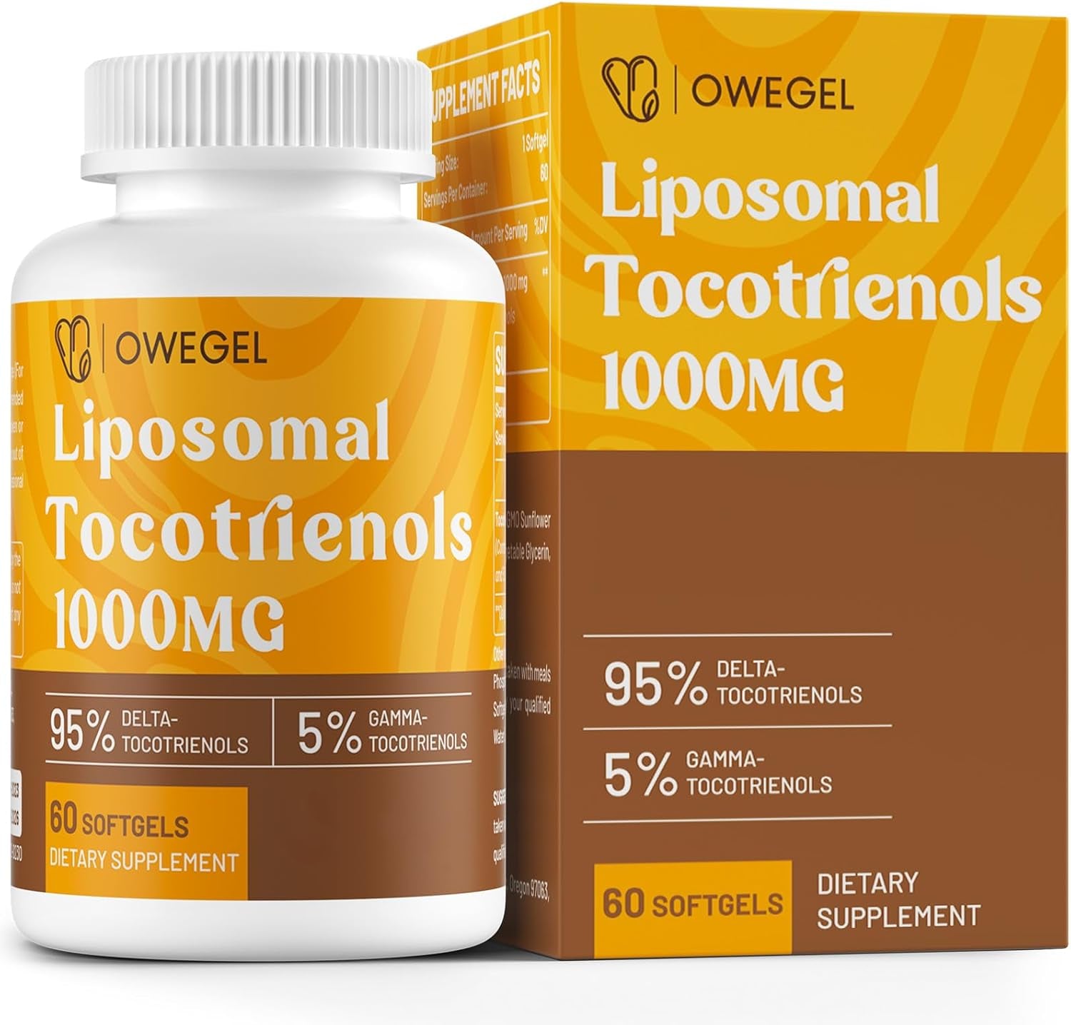 Liposomal Vitamin E Tocotrienols 1000Mg - High  Tocotrienol Supplements,95%  & 5% Gamma Tocotrienols Capsules
