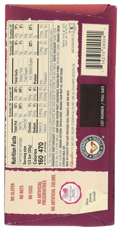 Chocolove, Chocolate Bar Large Passion Fruit Filled, 3.2 Ounce