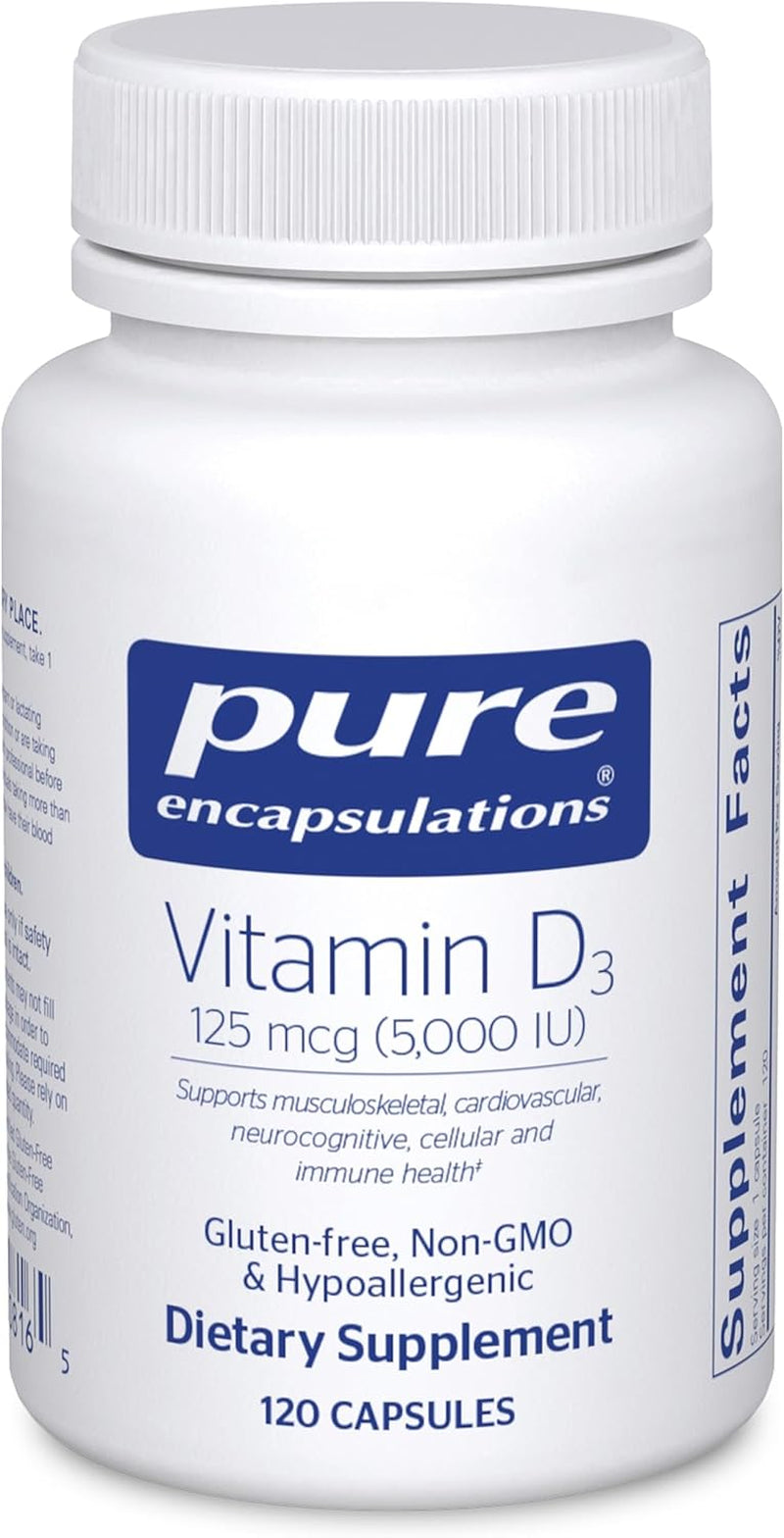 Pure Encapsulations Vitamin D3 125 Mcg (5,000 IU) - Supplement to Support Bone, Joint, Breast, Heart, Colon, and Immune Health* - with Vitamin D - 120 Capsules