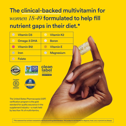 Ritual Multivitamin for Women 18+ with Vitamin D3 for Immune Support*, Vegan Omega 3 DHA, B12, Iron, Gluten Free, Non GMO, USP Verified, Mint, 30 Day Supply, 60 Capsules