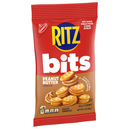 RITZ Bits Peanut Butter Sandwich Crackers, 3 Oz Bags Case of 12