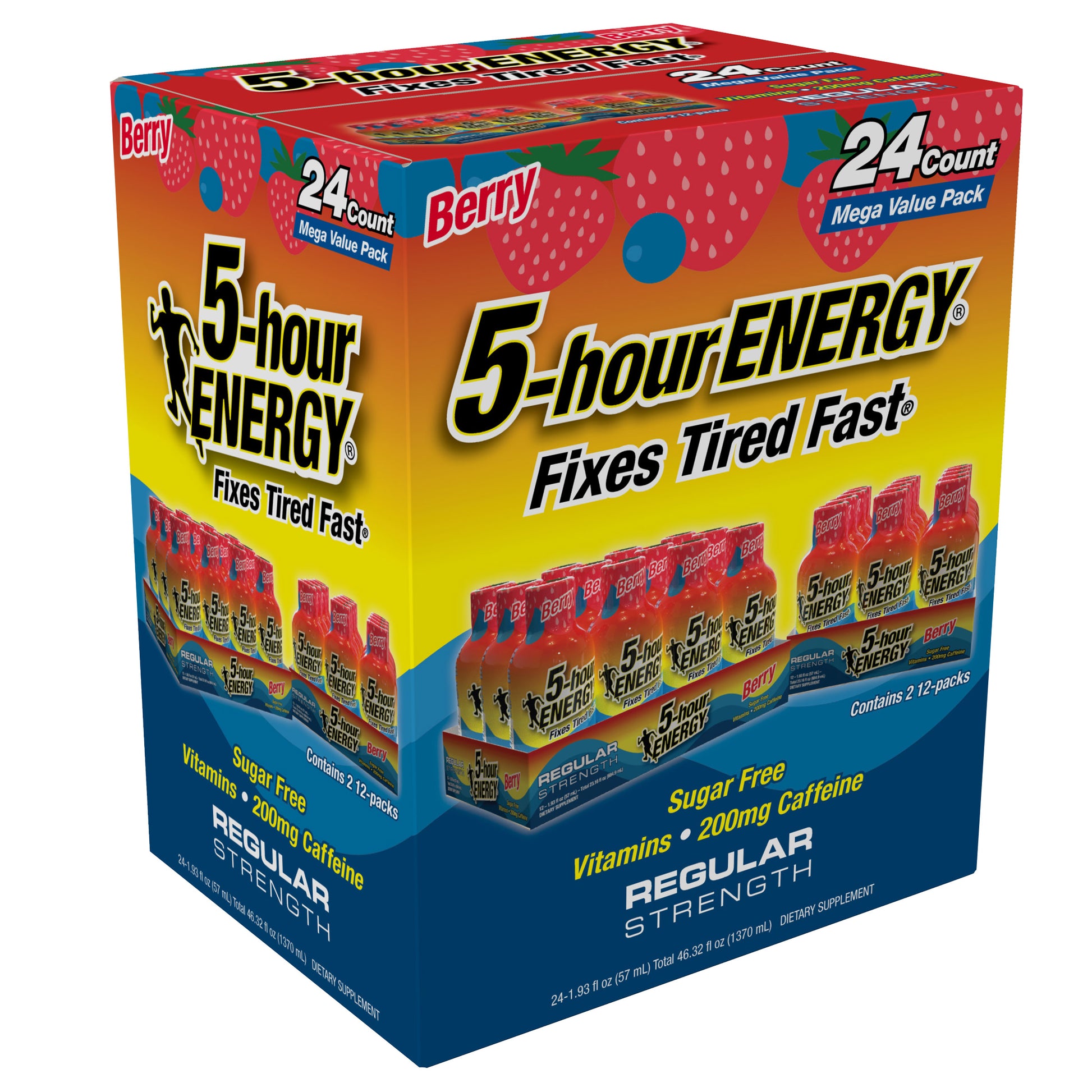 5-Hour Energy Shot, Regular Strength, Berry, 1.93 Fl. Oz, 24 Count