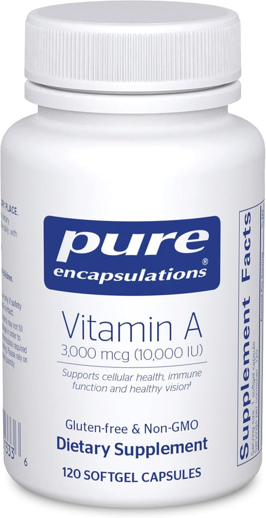 Pure Encapsulations Vitamin a - 3,000 Mcg - from Cod Liver Oil - Immune & Vision Support* - Vitamin a Palmitate Supplement - Non-Gmo - 120 Softgel Capsules