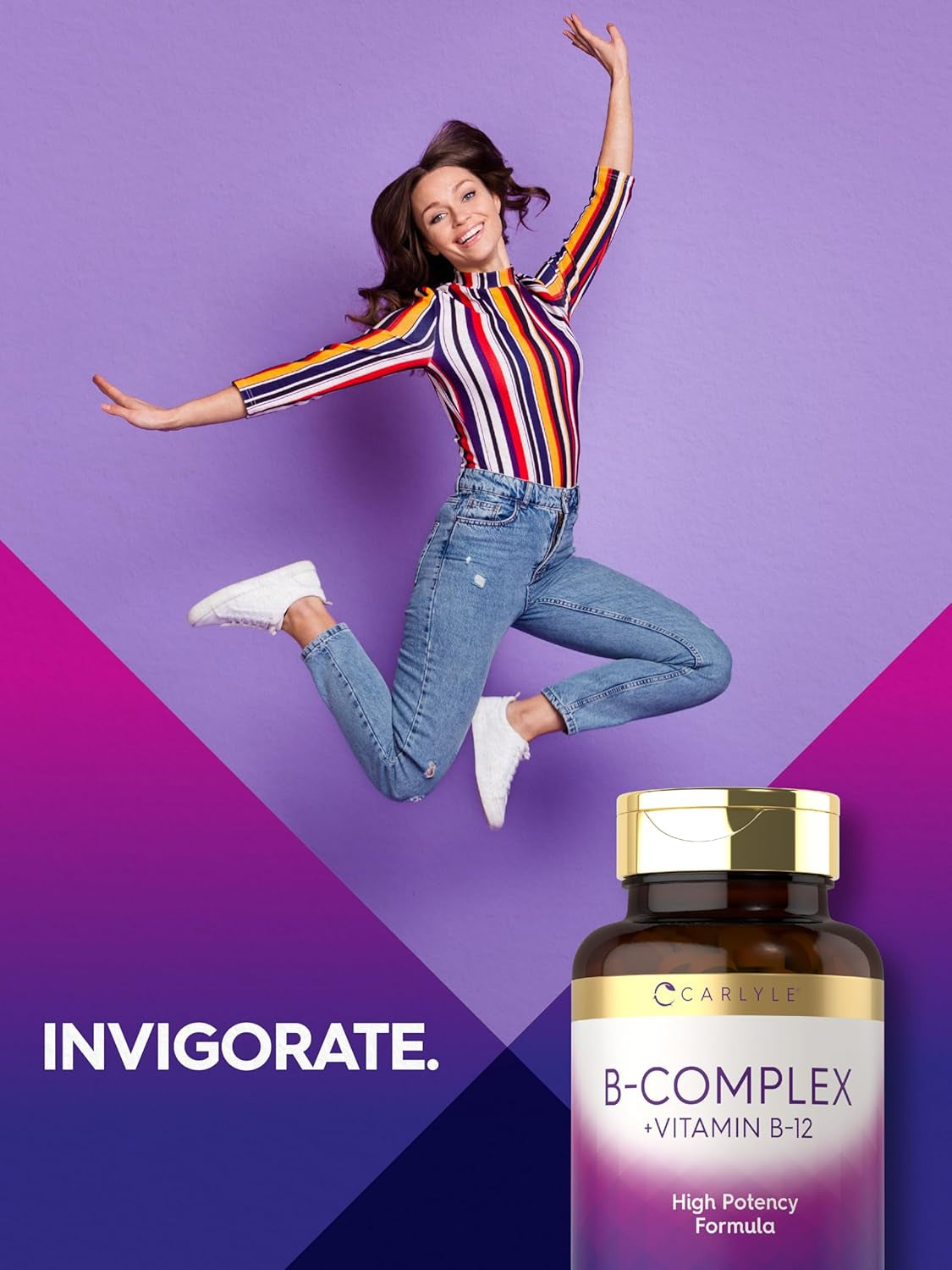 Carlyle B-Complex Vitamin with B12 | 300 Tablets | High  Formula | Vegetarian and Non-Gmo Supplement